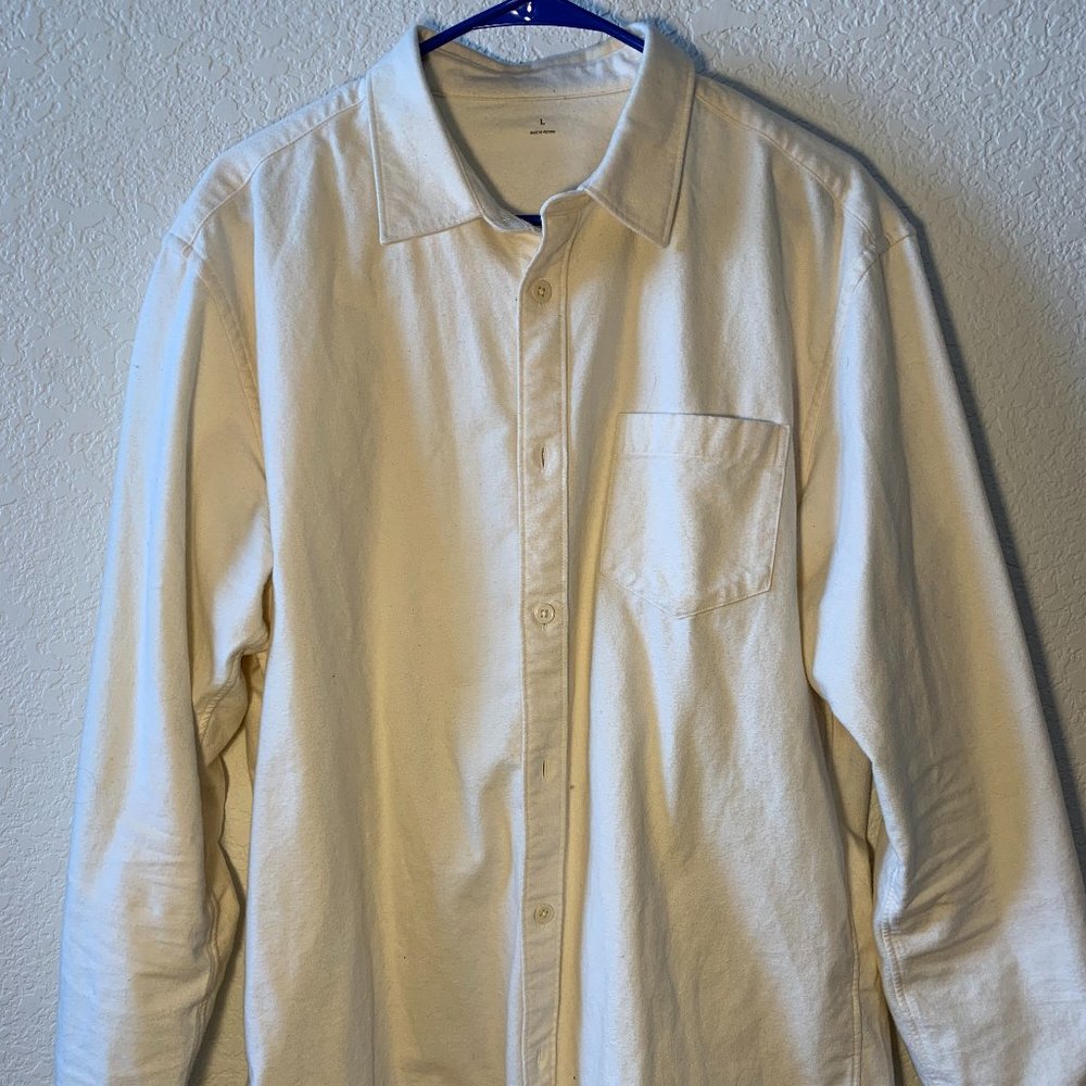 Muji Men's Non-Iron Relaxed Fit Long Sleeve Shirt